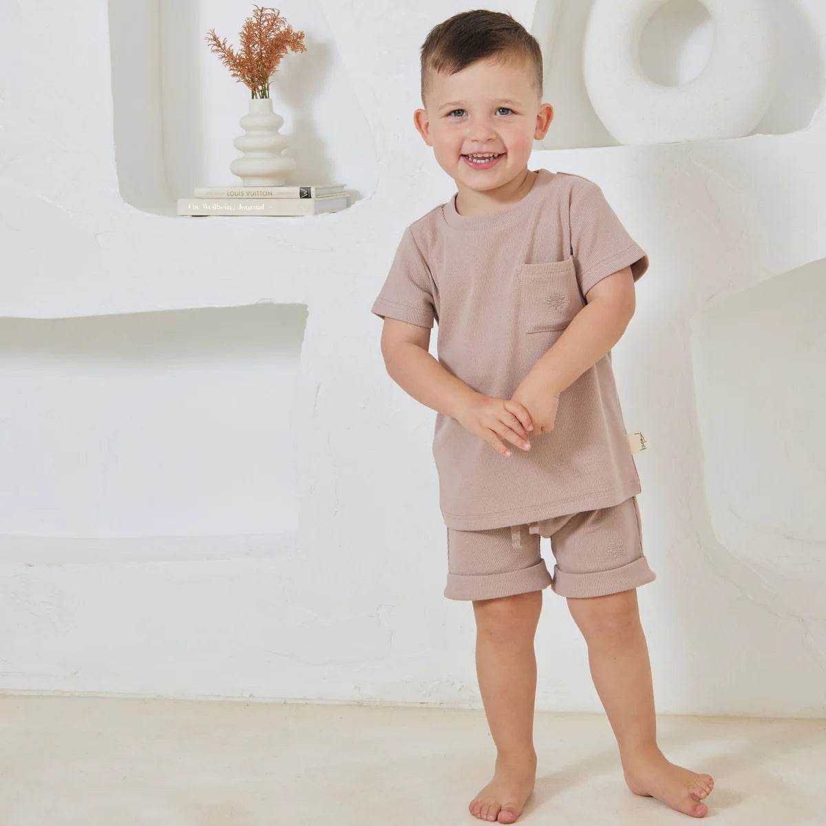 Kapow Kids Taupe Rib T-Shirt - Image 3